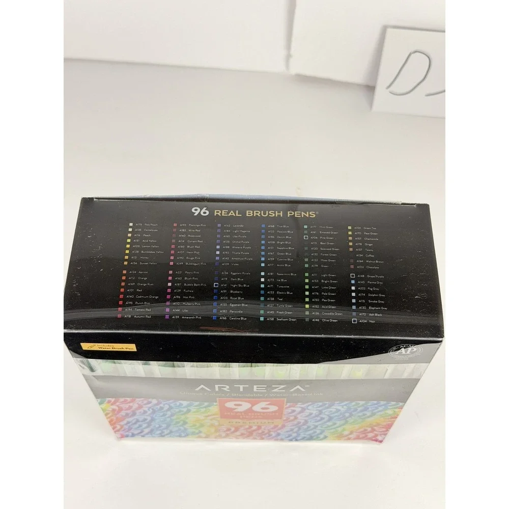 Arteza 96 Real Brush Pens Premium Blendable Water-Based Ink Set w/ Brush Pen